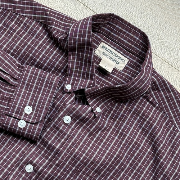 Other - Duluth Trading Shirt Men Large Red Check Button Down Long Sleeve Wrinkle Fighter